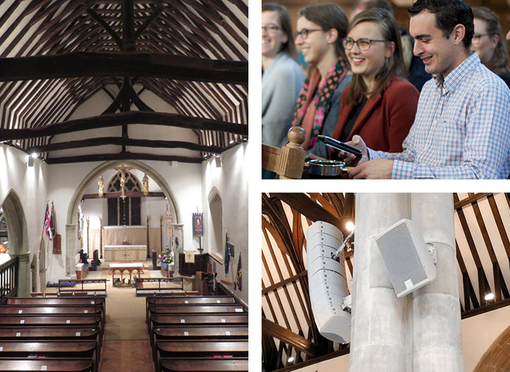 Photos illustrating technology in church