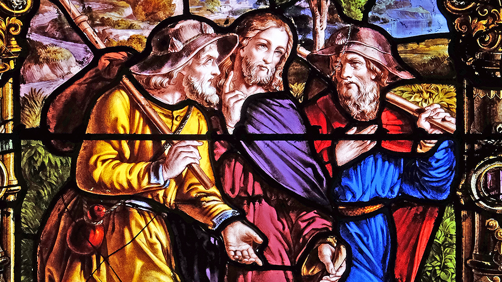 Photo of Jesus and the disciples in stained glass