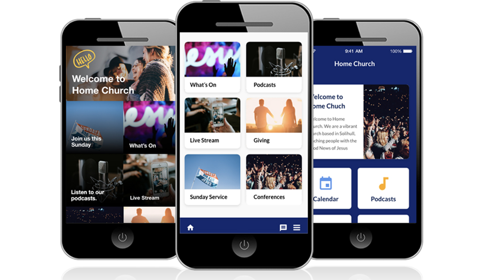 Photo of smartphones showing the Church Edit mobile app