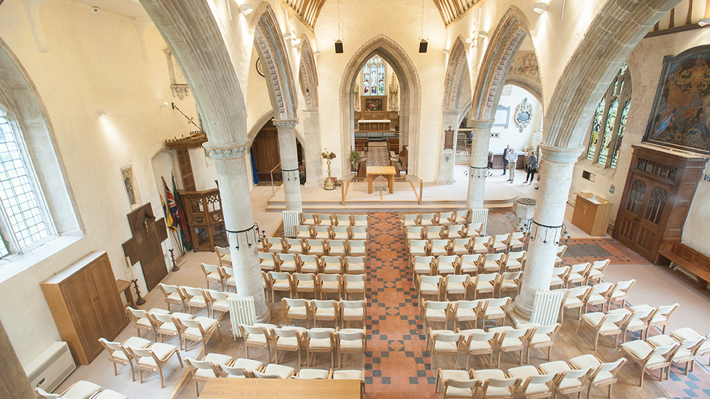 Aerial view of St Mary's Purton interior